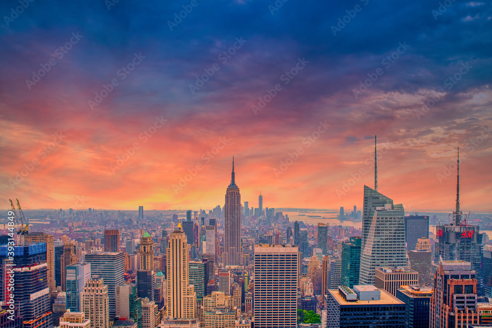Sunset view in Manhattan, New York