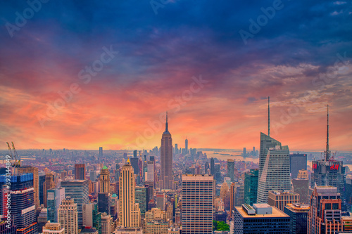 Sunset view in Manhattan, New York
