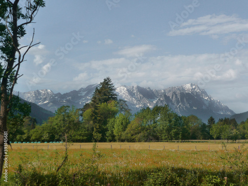 Zugspitze mountain massif in Bavarian Alps  Germany