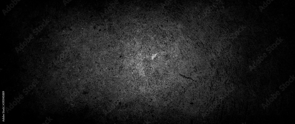 Fototapeta premium Old wall texture cement dark black gray panorama background abstract grey color design are light with white gradient background.