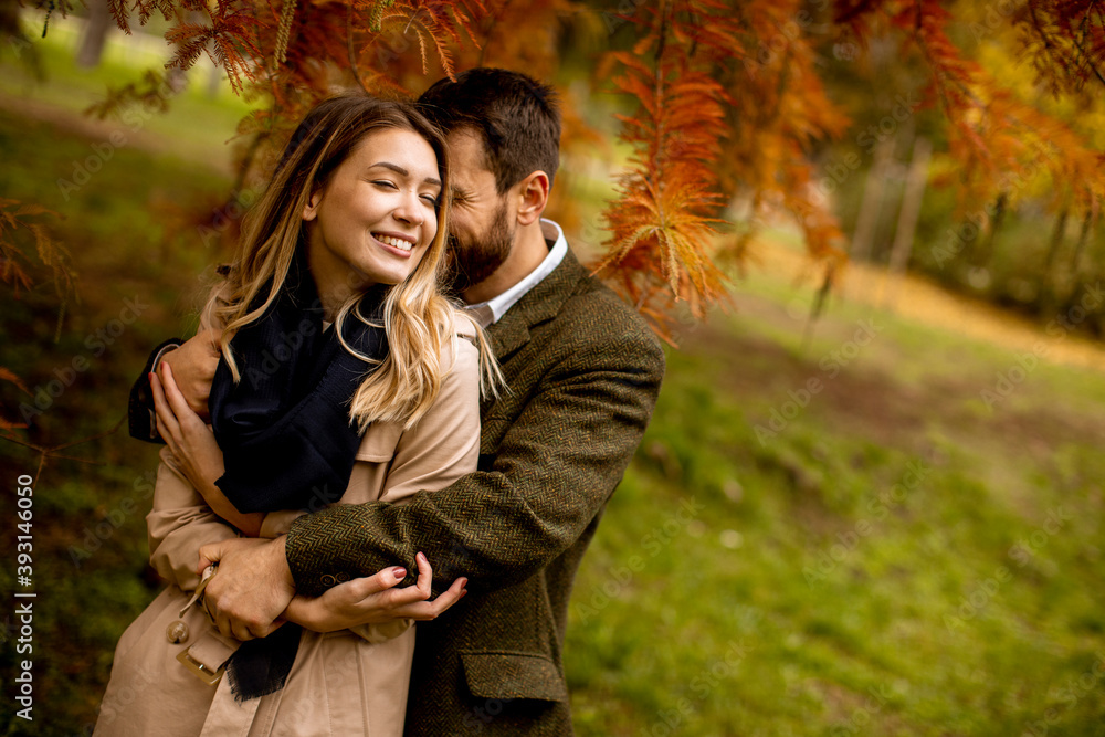Young couple in the autumn park Young couple in the autumn park