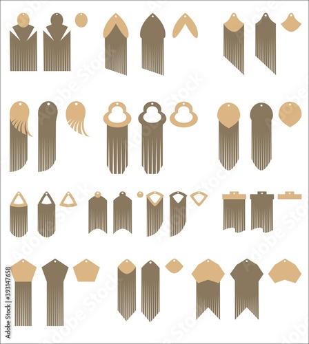 Canvas Print Set of design and decor elements of Fringed earrings
