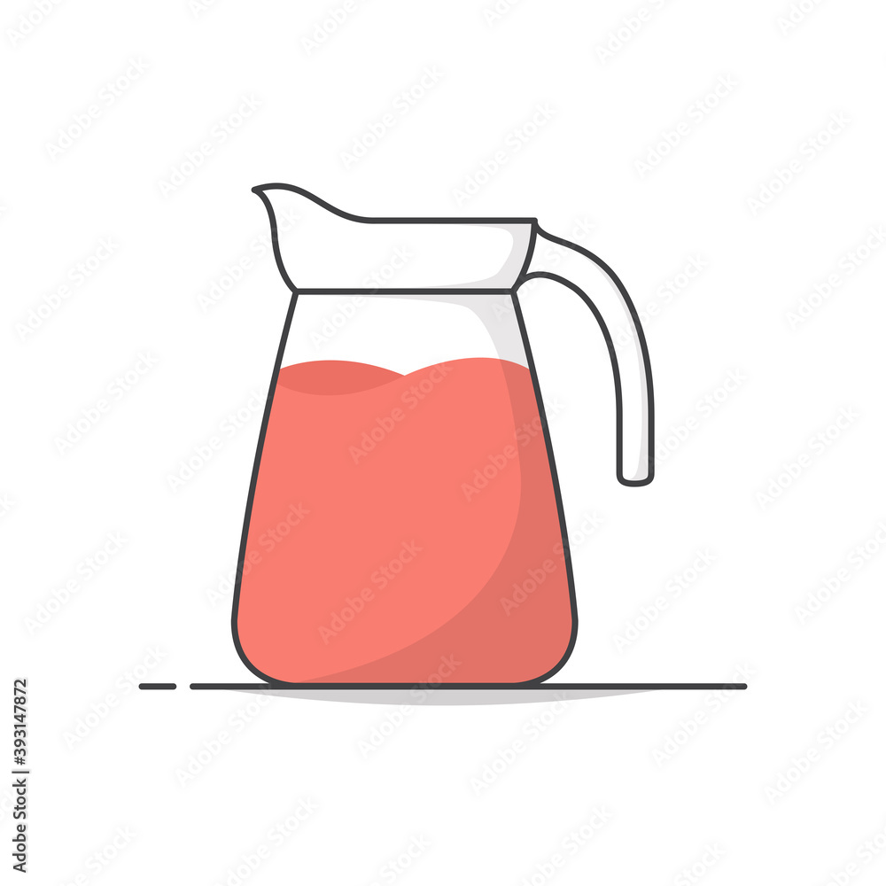 Glass Jug Of Fresh Juice Vector Icon Illustration. Pitcher With Juice Flat Icon Glass Jug Of Fresh Juice Vector Icon Illustration. Pitcher With Juice Flat Icon