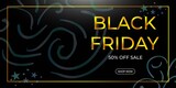 Vector illustration of Black Friday Sale banner, upto 50% off, shop now, golden frame, offer template for website and UI.