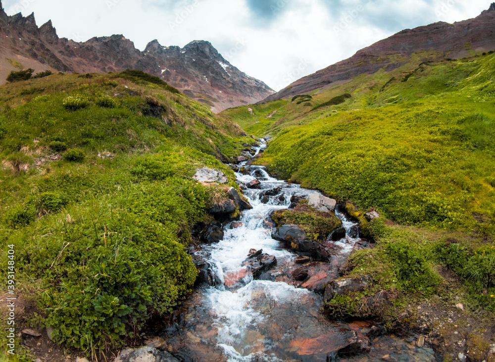 stream in the mountains Tierra del Fuego Ushuaia Argentina stream in the mountains Tierra del Fuego Ushuaia Argentina