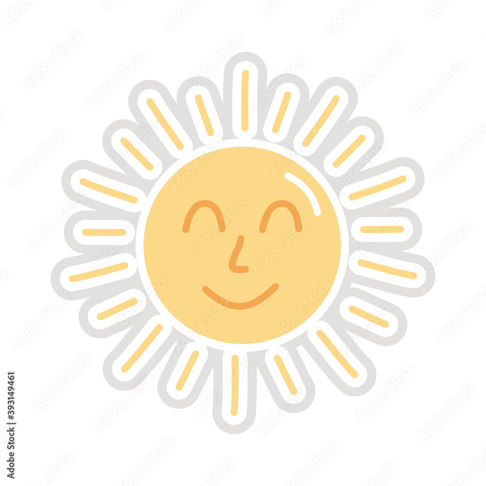 sun kawaii sticker flat style icon sun kawaii sticker flat style icon