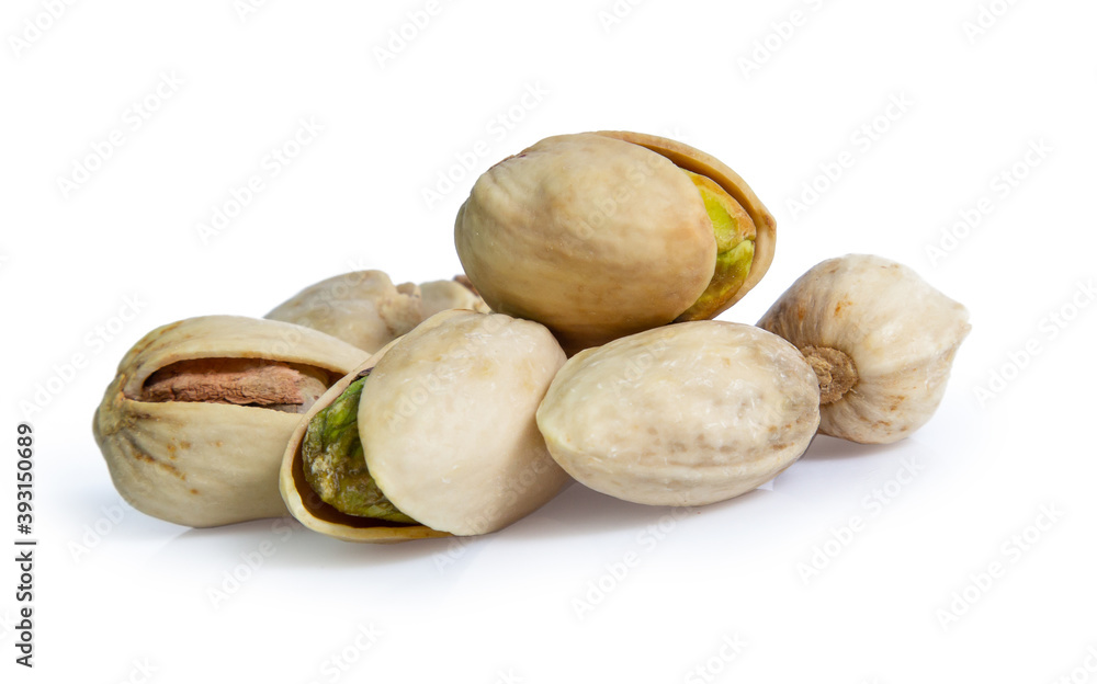 Pistachio nuts. Isolated on a white background Pistachio nuts. Isolated on a white background