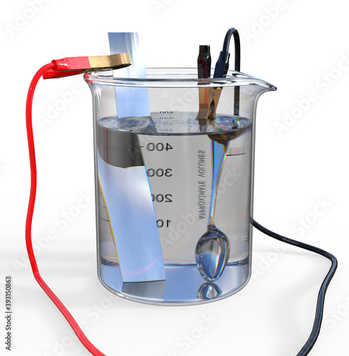 3D rendering of silver plating of a spoon, isolated on white	