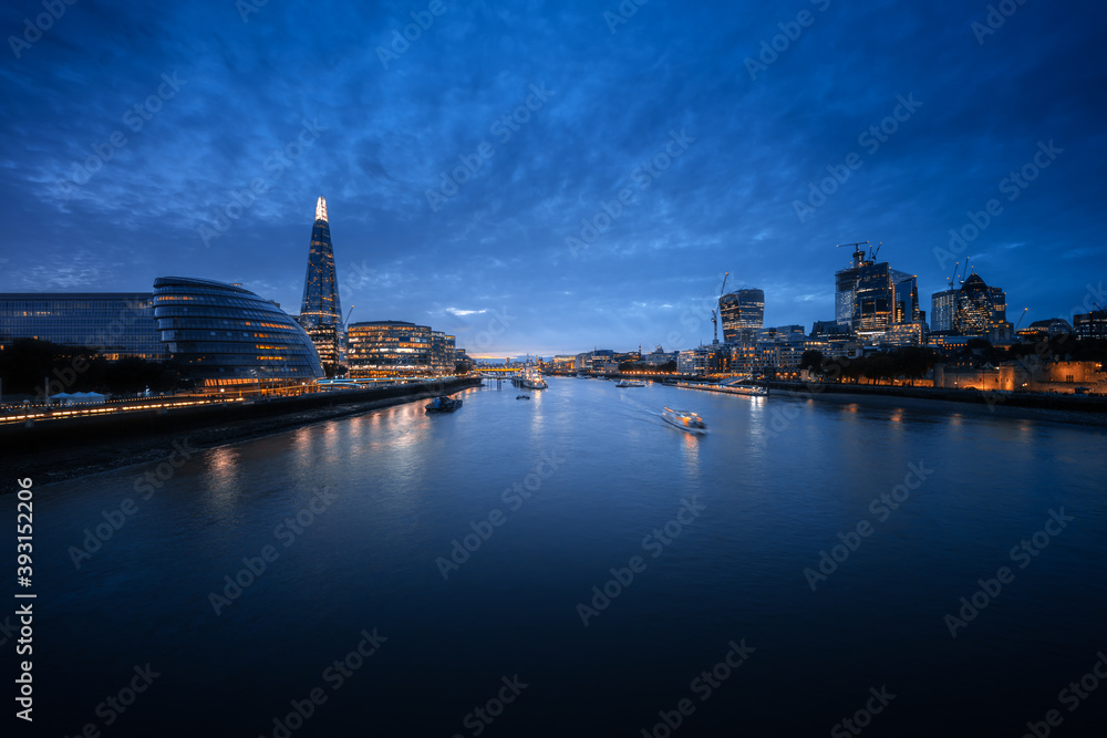 London skyline from Tower Bridge, UK