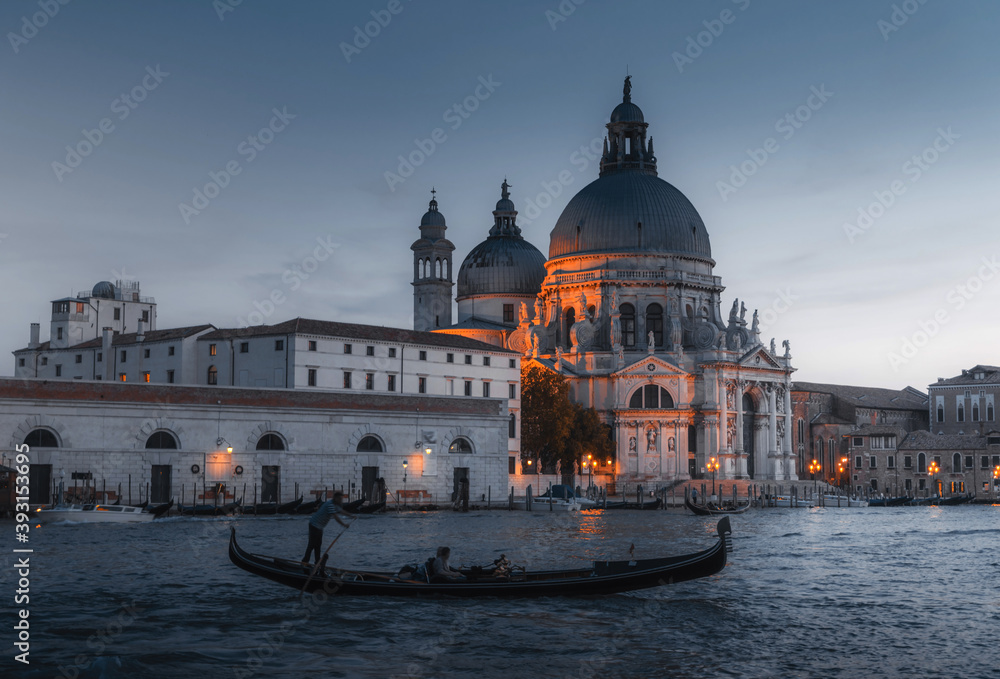 Basilica Santa Maria della Salute in sunset time, Venice, Italy
