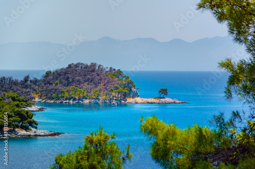 Fototapeta Naklejka Na Ścianę i Meble -  Amarantos beach or the three trees, in Skopelos island, Greece.