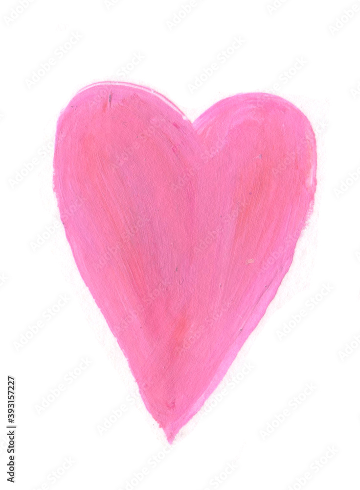 Acrylic hand drawn pink heart