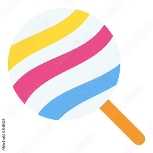 
A lollipop, sugar hard candy mounted on a stick 
