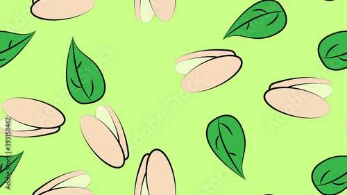 Hand drawn pistachios seamless vector illustration, black ink drawing sketch pattern on white background
