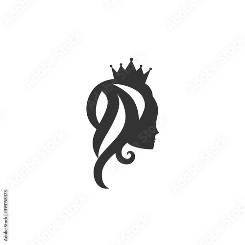 Beautiful princess with crown. Women's elegant silhouette with beautifull hairstyle.