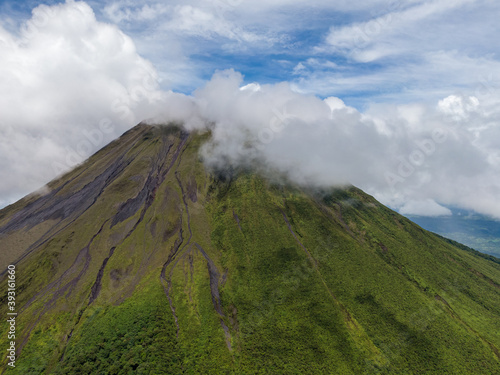Beautiful aerial view of the colosal Arenal Volcano in the Costa Rica