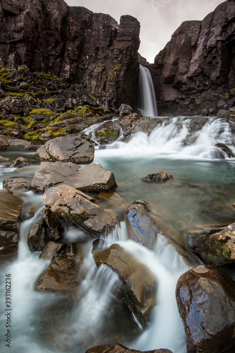 Scenic view of waterfall