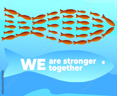 Christian fish symbol and saying that together we are stronger