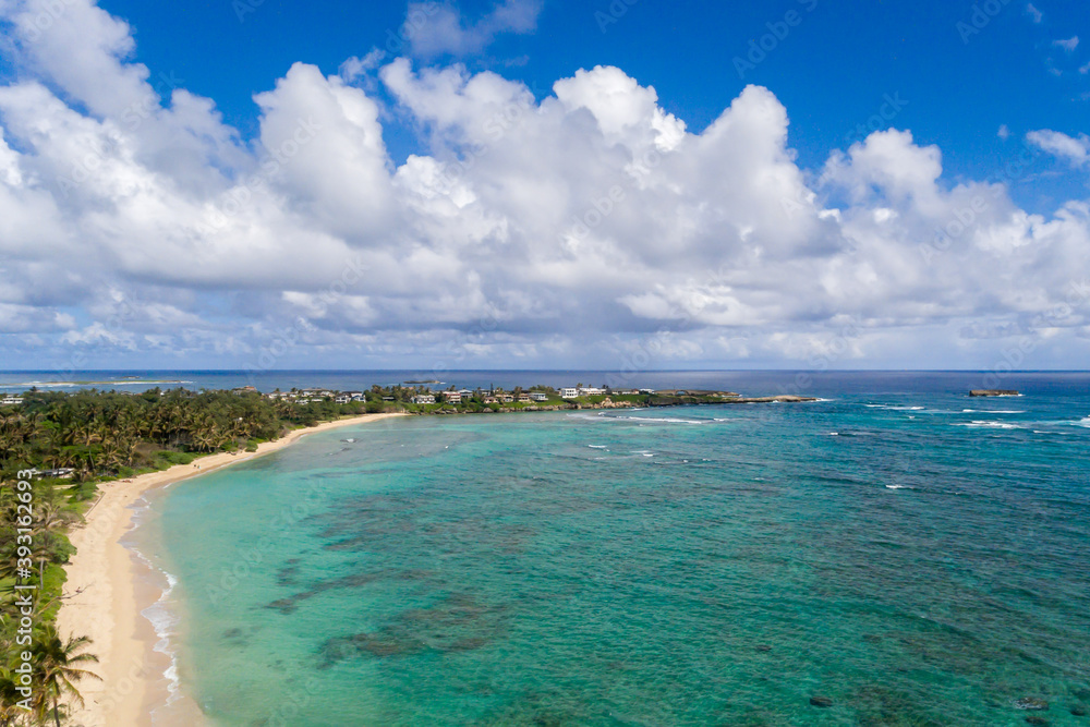 Aerial view of Laie Beach Oahu Hawaii Aerial view of Laie Beach Oahu Hawaii