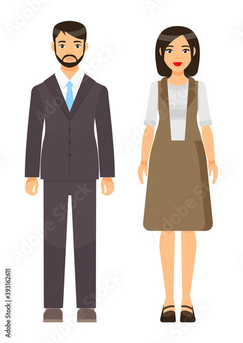 Collection of vector cartoon characters. Businesswomen and businessmen with different style office cloth, haircuts. Set of businesspeople wearing office suit, accessories. Dresscode of business person