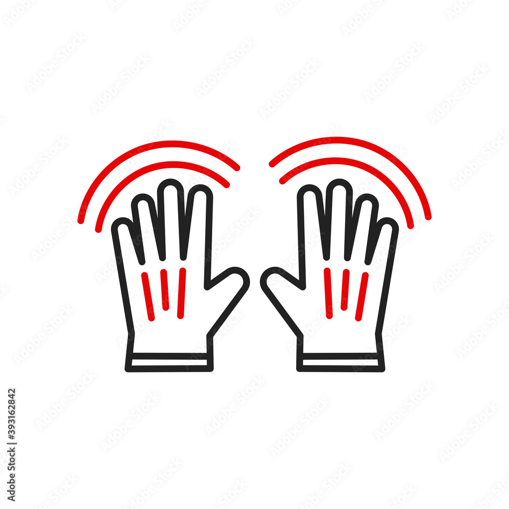 Medical latex gloves line icon. Hand disinfection, infection prevention symbol. Vector design illustration. Medical latex gloves line icon. Hand disinfection, infection prevention symbol. Vector design illustration.