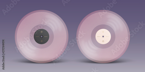 Pink vinyl record isolated on background