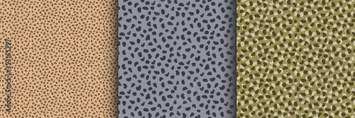 Abstract wild cat prints - stylized leopard seamless patterns in trendy colors - minimal geometric hand drawn design set
