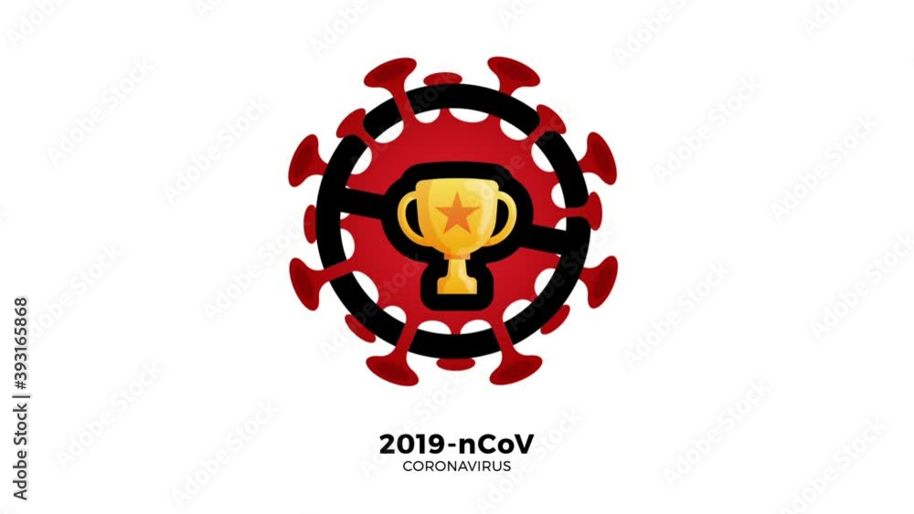 Animated symbol of virus cell and sports cup . Flat illustration isolated on white background. Looped video.cancellation of sporting events concept Animated symbol of virus cell and sports cup . Flat illustration isolated on white background. Looped video.cancellation of sporting events concept