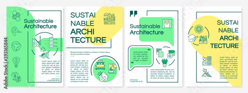 Sustainable architecture and building brochure template. Flyer, booklet, leaflet print, cover design with linear icons. Vector layouts for magazines, annual reports, advertising posters