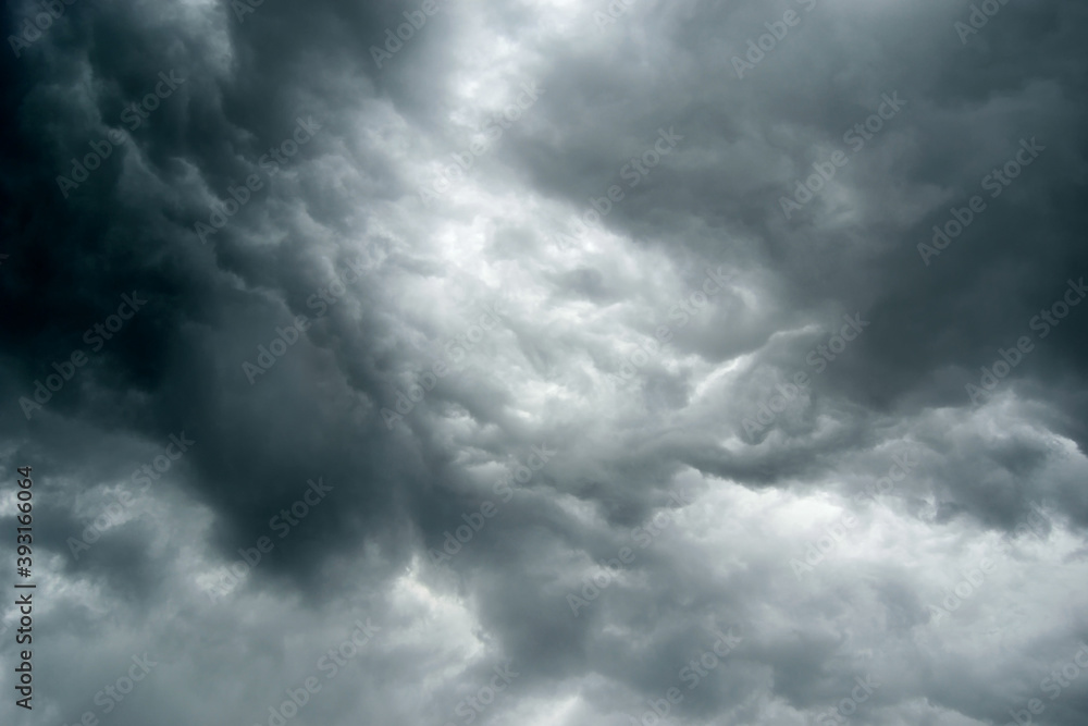 Dramatic Thunderstorm Clouds To Dark Sky.Dark sky and black clouds, dramatic storm clouds before rain.