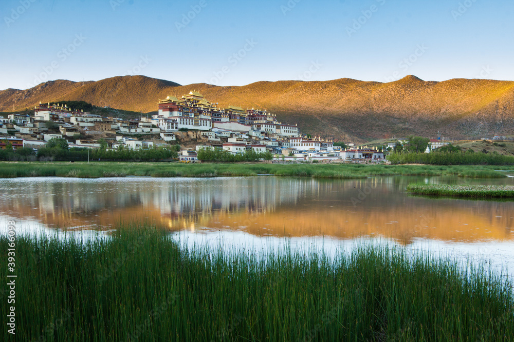 Scenic view of Ganden Sumtseling Monastery Scenic view of Ganden Sumtseling Monastery