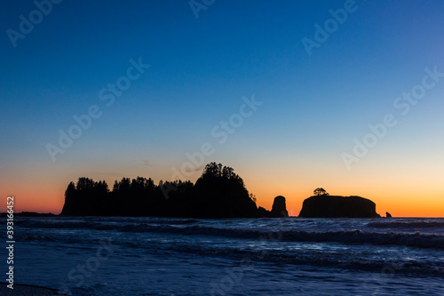 Beautiful landscape of Rialto Beach at sunset in Olympic National Park  Washington .