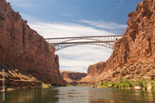 Low angle view of Hite Crossing Bridge over Colorado River in Grand Canyon National Park