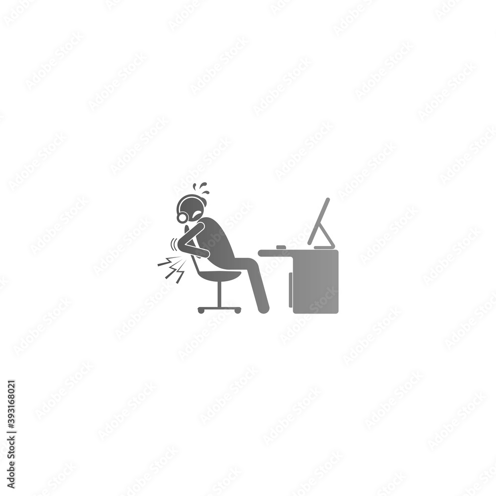 The condition of a man working hard at the computer template