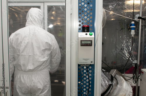 portable hospital prepared for ebola, covid or pandemic virus photo