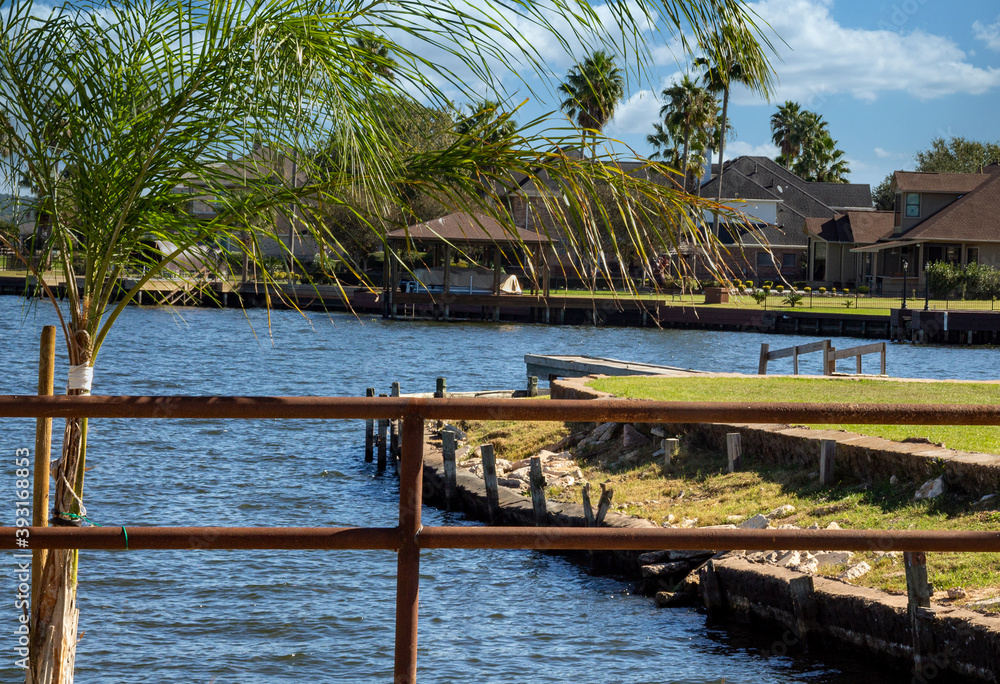 Fototapeta premium scenic view of waters edge of Lake Conroe