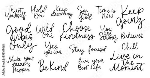 Fotografie, Obraz Big set of hand drawn motivational quotes
