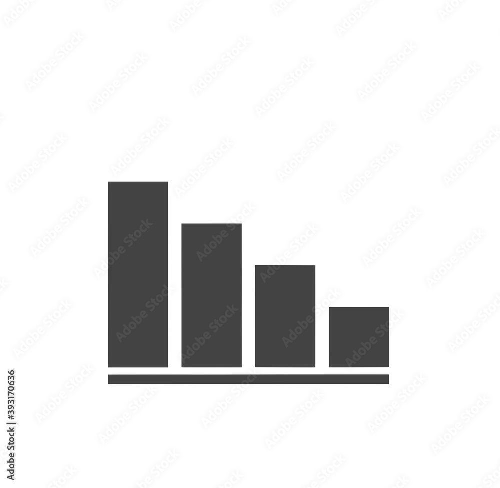 Black flat icon of downtrend diagram isolated on white background Black flat icon of downtrend diagram isolated on white background