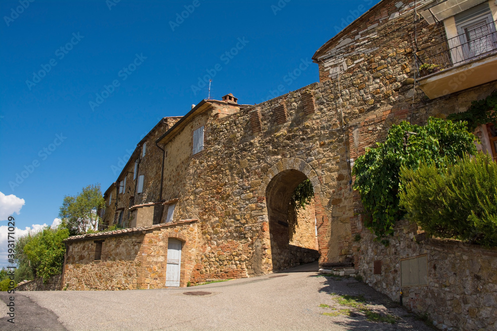 The main entrance to the historic village of Murlo, Siena Province, Tuscany, Italy
