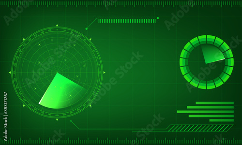 Green radar isolated on green background