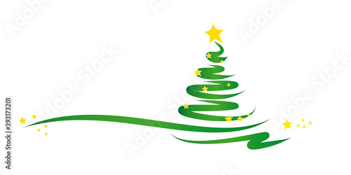 grüner weihnachtsbaum  mit goldenen sternen