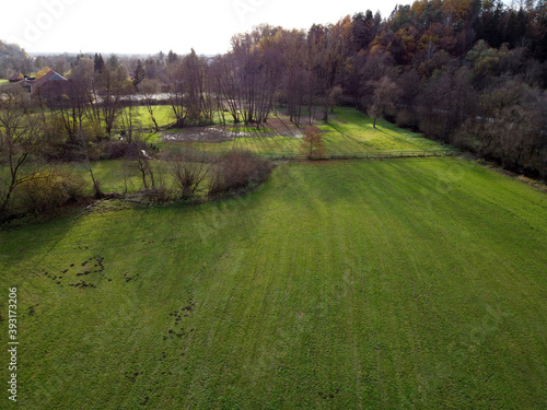 Harvested fields in Bavaria in November on a sunny cold day