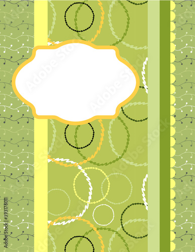 Design template for cute invitation card. Template for scrapbooking with hand drawn doodle patterns. For birthday, anniversary, party invitations. Vector