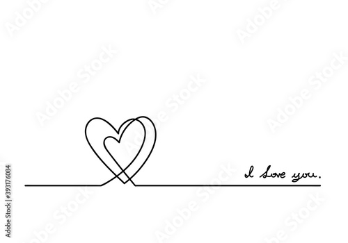 Continuous one line drawing of word LOVE, vector minimalist blac
