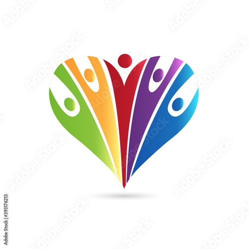 Logo love heart team optimistic charity people