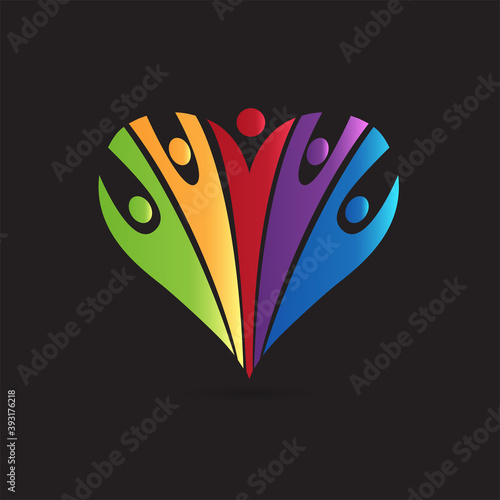Logo love heart team optimistic charity people