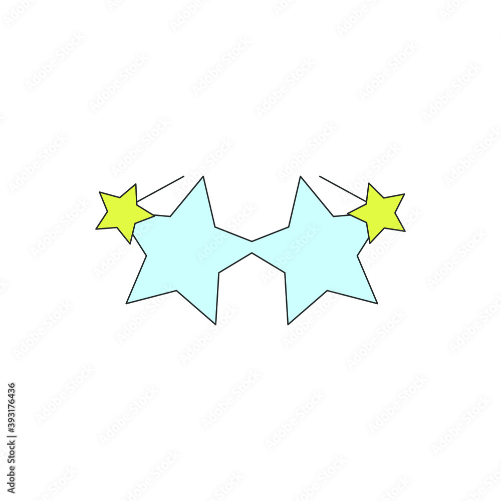 Beautiful sunglasses in the form of stars isolated on white background. Vector illustration Beautiful sunglasses in the form of stars isolated on white background. Vector illustration
