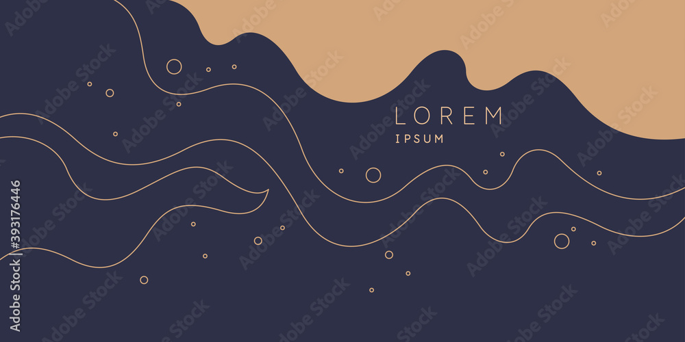 Poster with dynamic waves. Vector illustration in minimal style. Abstract background. Poster with dynamic waves. Vector illustration in minimal style. Abstract background.