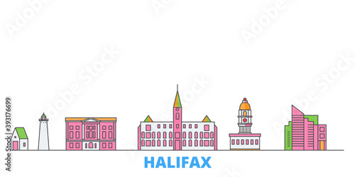 Canada, Halifax cityscape line vector. Travel flat city landmark, oultine illustration, line world icons photo