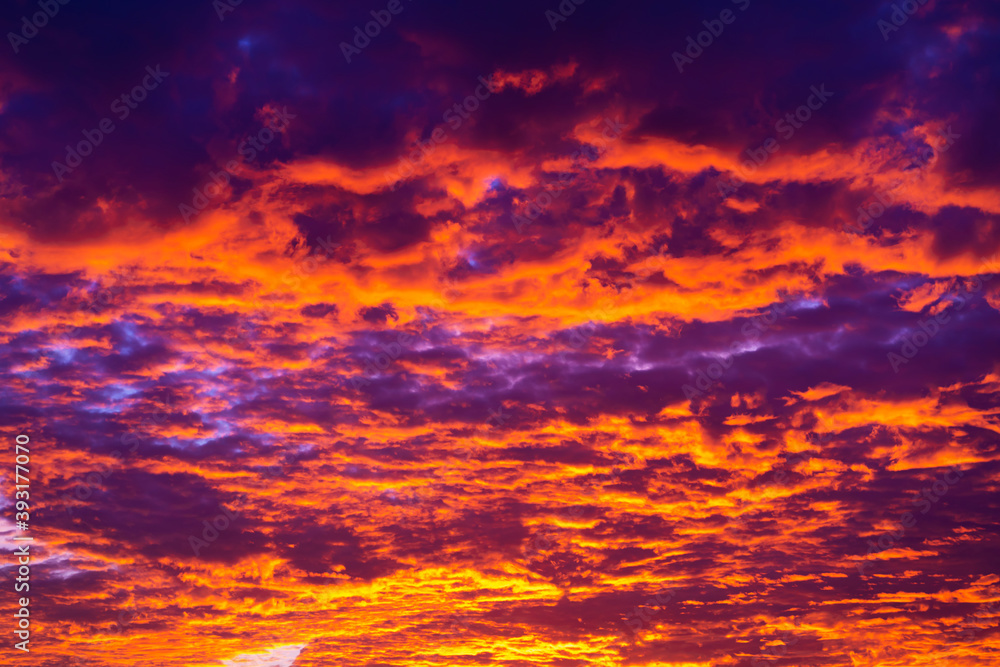 The colors of a burning sunset in the sky